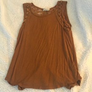 Pink Rose tank with floral lace